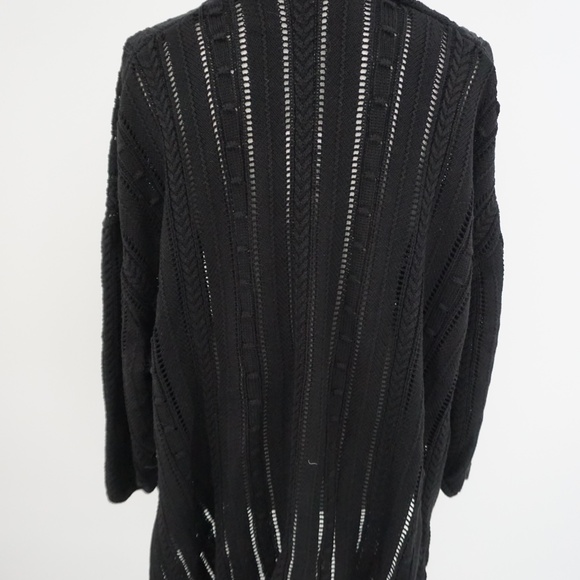 Cotton by Autumn Cashmere NWT Black Drape Duster Tiered Cardigan Sweater XL - Picture 5 of 8